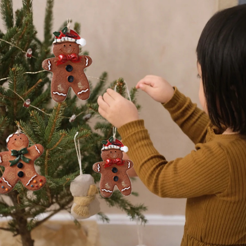 Ornamen Gantung Bentuk Gingerbread Man Bahan Resin Untuk Dekorasi Pohon Natal