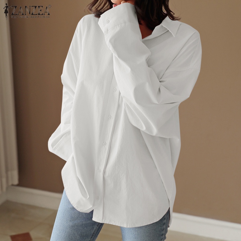 ZANZEA Women Turn-Down-Collar Casual Long Sleeve Button Cuffs OL Blouse