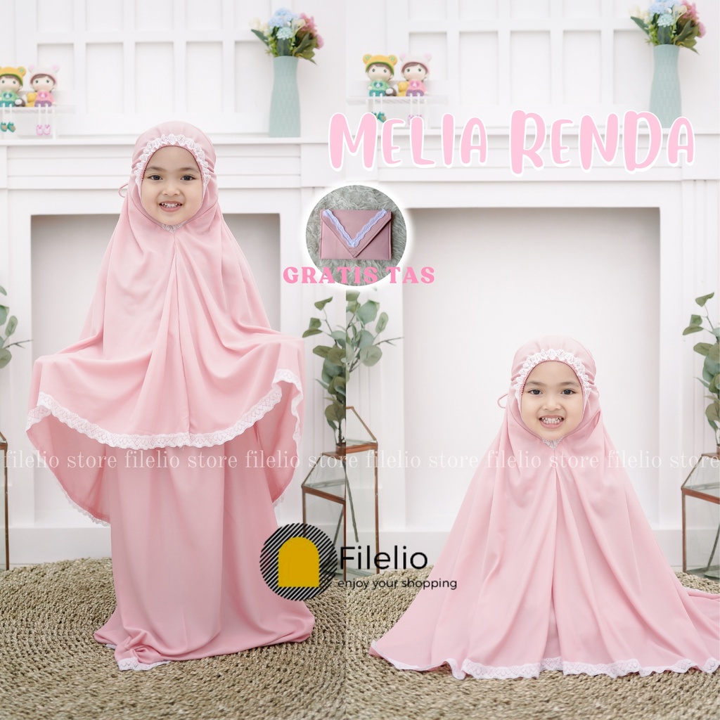 Mukenah Anak Melia Renda / Mukenah Anak Usia 5 - 8 Th / Mukena Anak Murah