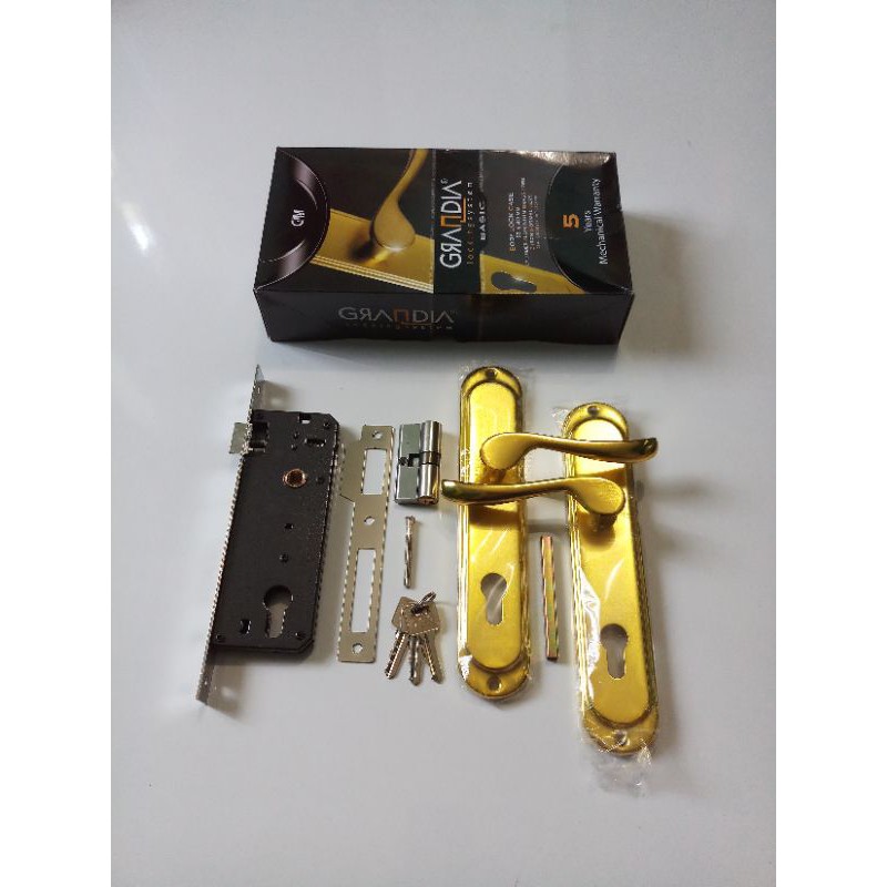 HANDLE PINTU RUMAH SET GRANDIA BESAR 874 GOLD/KUNING + BODY KUNCI