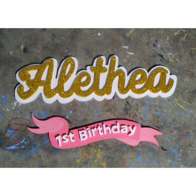 

Gold gliter Styrofoam nama