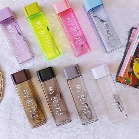 BOTOL MINUM KOTAK 500 ML // MY BOTTLE PETAK // MY BOTTLE PERSEGI / BOTOL MINUM KOTAK TRANSPARANT my 