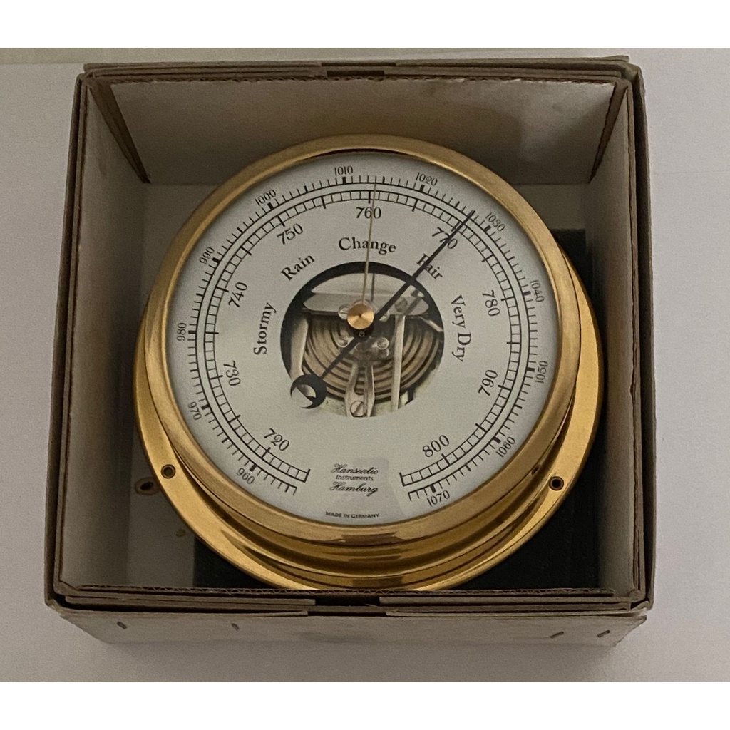 BAROMETER ANEROID MARINE USE - IMPA 370246 HANSEATIC ANEROID KAPAL 4,65&quot; MADE IN GERMANY PENGUKUR UKUR TEKANAN UDARA