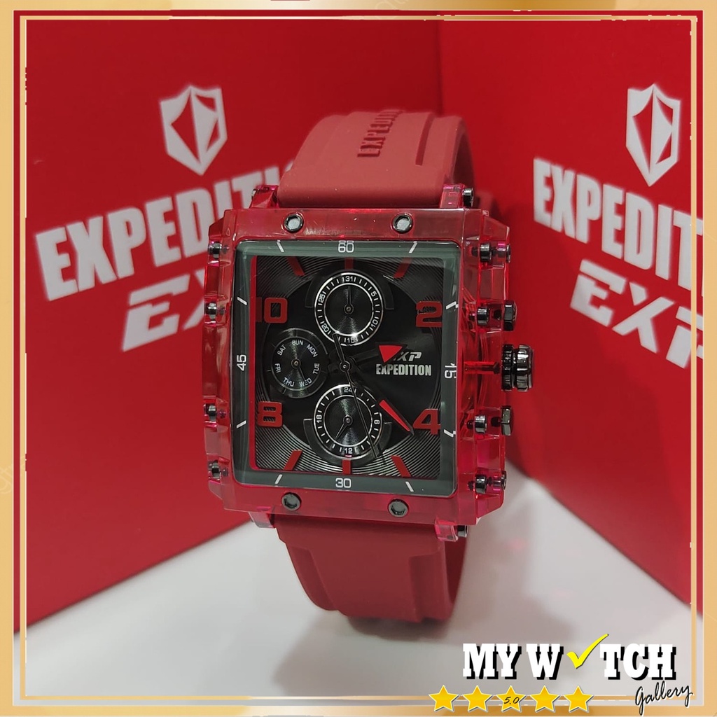 Jam Tangan Expedition Original UNISEX E 6808 BF Red Black Diameter 3,9 cm