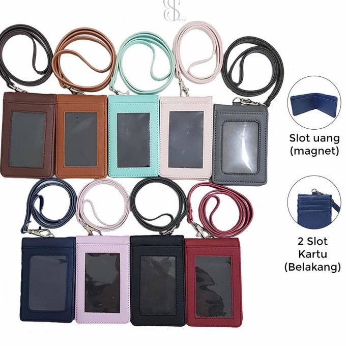 best seller] Kartu Nama Kulit ID Card Holder Magnet Name Tag ID Card PU Leather