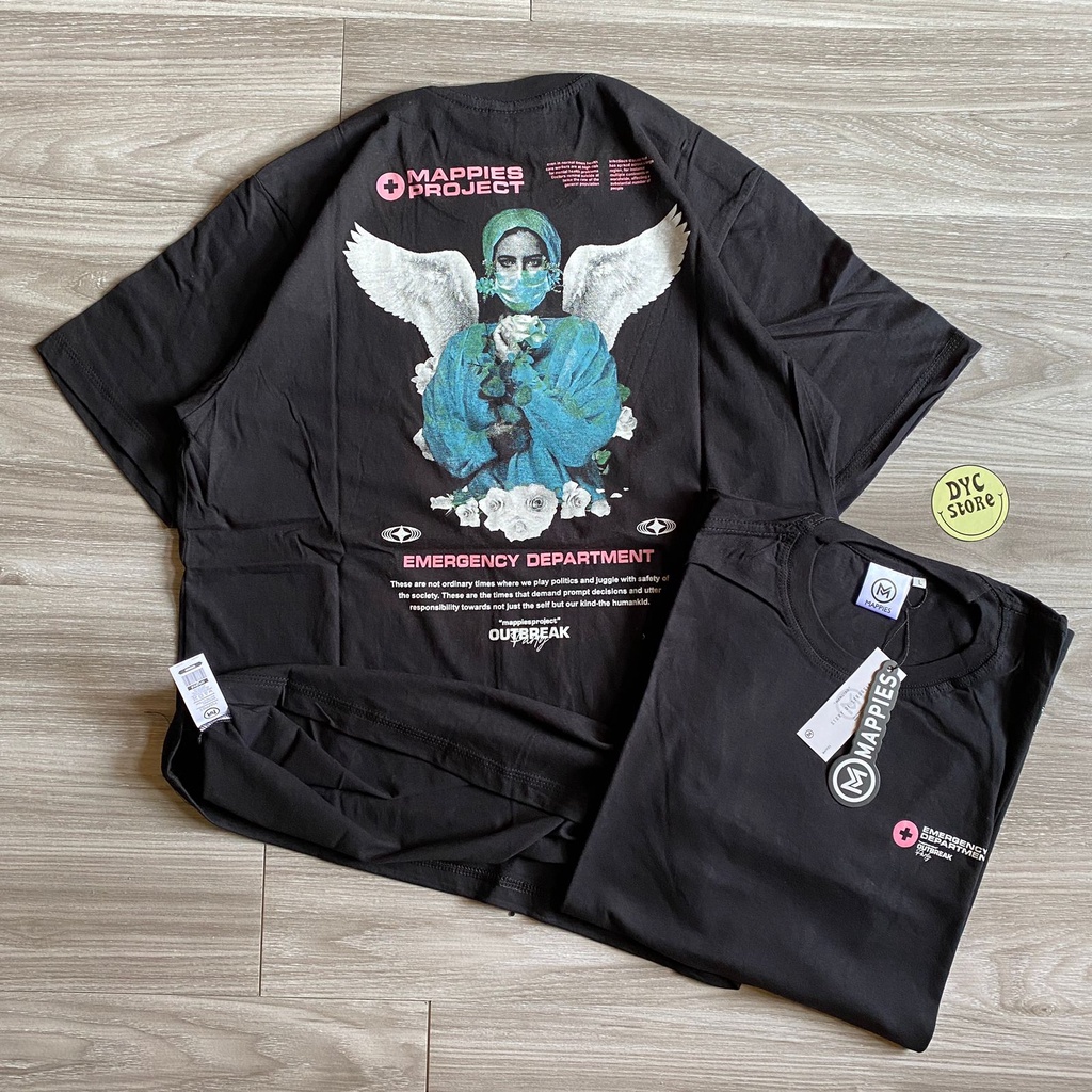 T-Shirt Kaos Distro Streetwear Original Mappies Spesial art Outbreak From Bandung Kaos Oversize Hitam