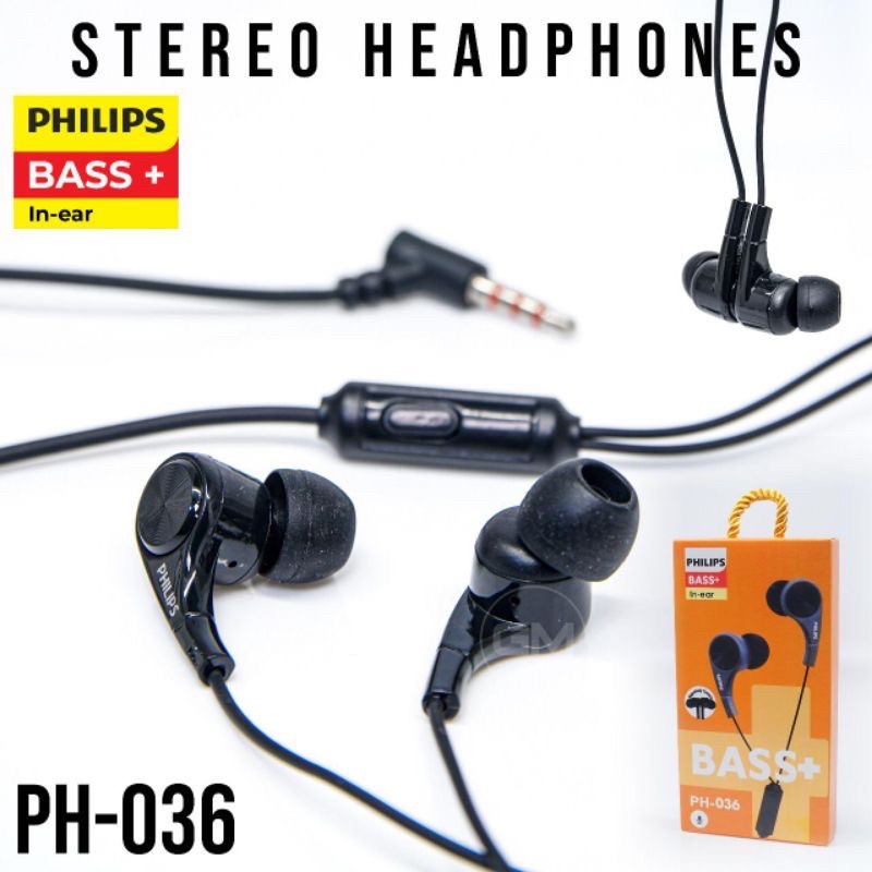 HF HEADSET PHILIPS QP-036 / AT-036 BASS+ IN-EAR KWALITAS BAGUS