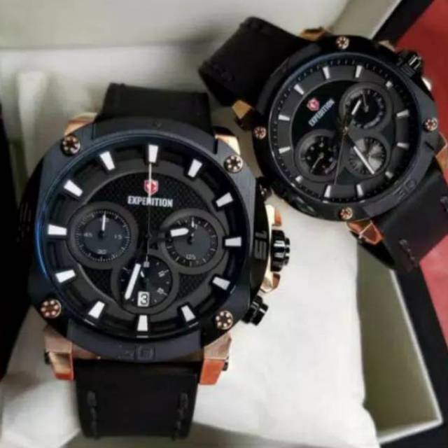 Jam Tangan Expedition E6606 Couple Blk / Rose Gld Original