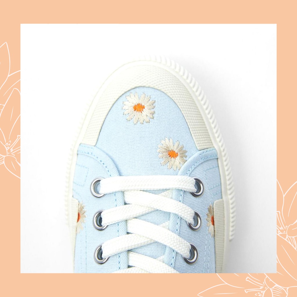 SEPATU WANITA SELOP ZS-704 SNEAKERS BORDIR BLUE