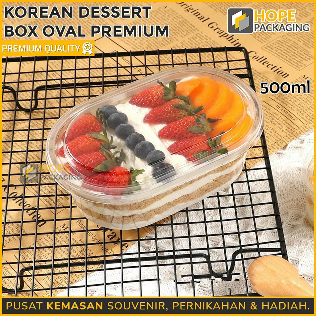 [ISI 3PCS] Korean Dessert Box Premium / bentuk persegi dan oval transparant toples bening makanan kue / salad untuk hampers dessert cup box dessert tiramisu