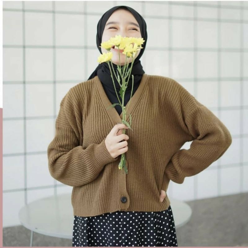 MALIKA CARDY OVERSIZE / Cardigan Rajut Oversize / Baju Rajut / Cardi Crop-3