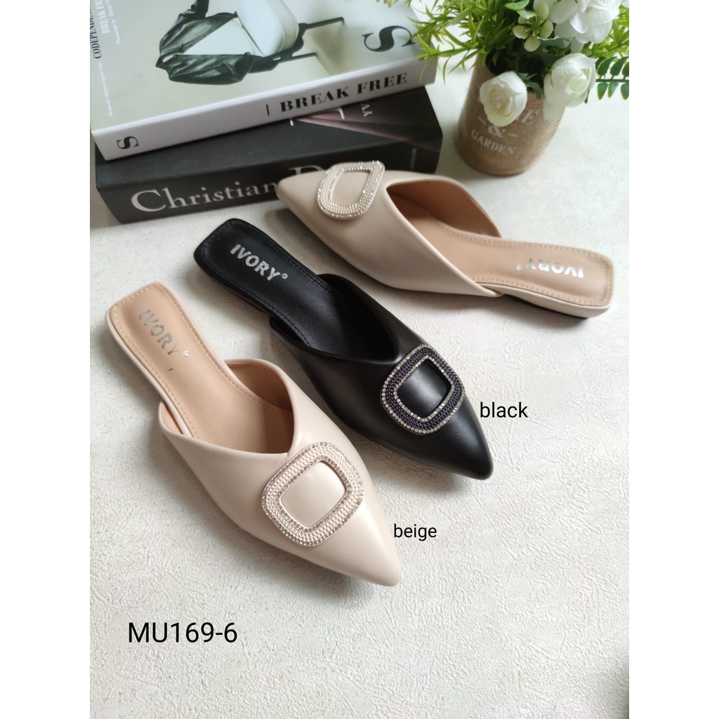 IVORY Sandal Wanita Mules Flat MU169-6