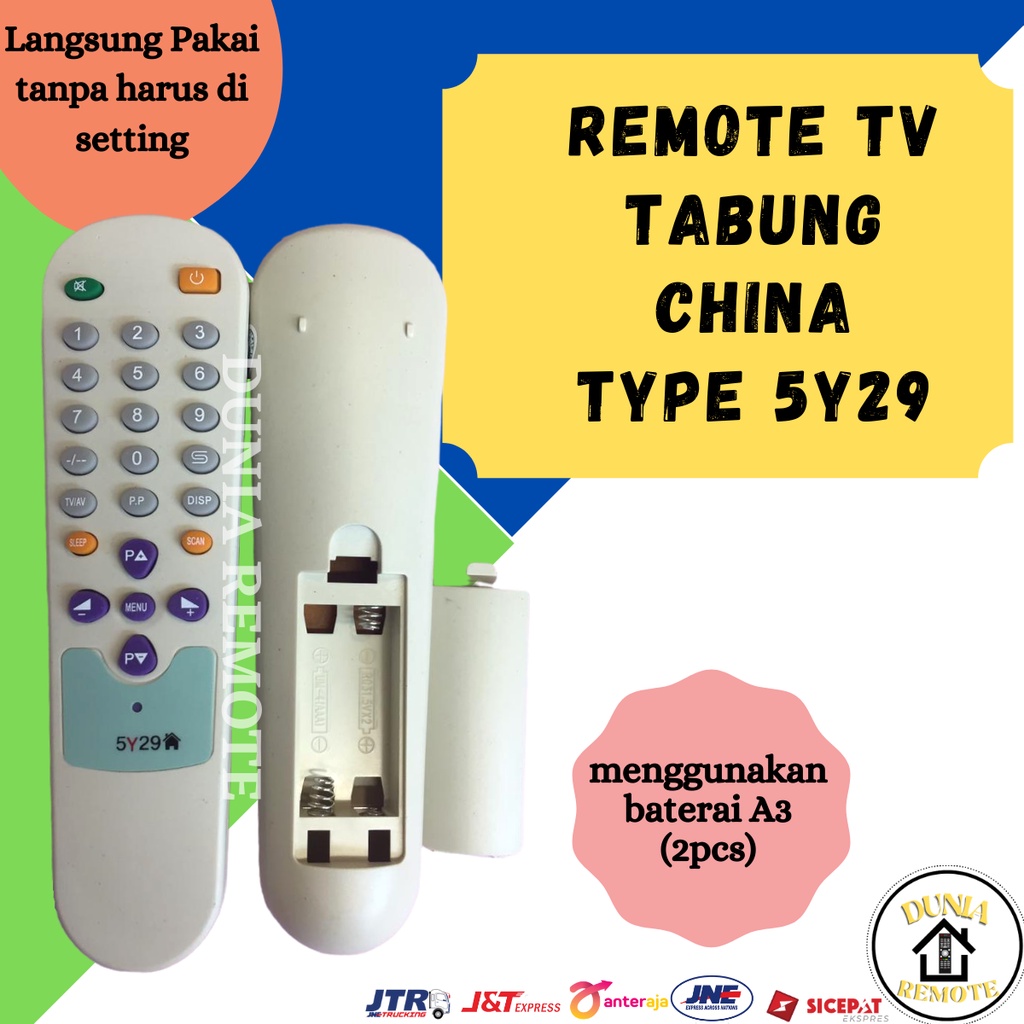 Remot REMOTE TV TABUNG CHINA pengganti remot 5y29 tanpa setting