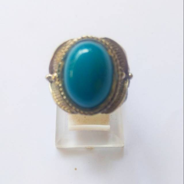 BATU CINCIN AKIK BACAN DOKO BLUISH POLOS SINTETIS SUPER