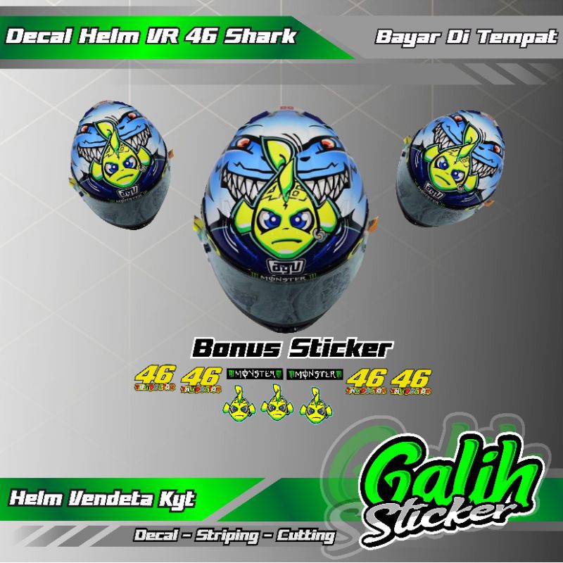 Decal helm VR 46 shark - Sticker Helm Full body - Sticker Variasi Helm