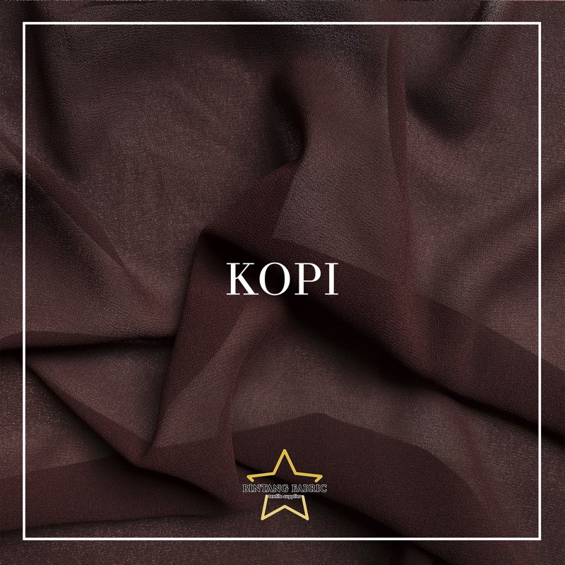 Bahan Kain Ceruti Ceruty Baby doll Premium 1/2 meter-Kopi
