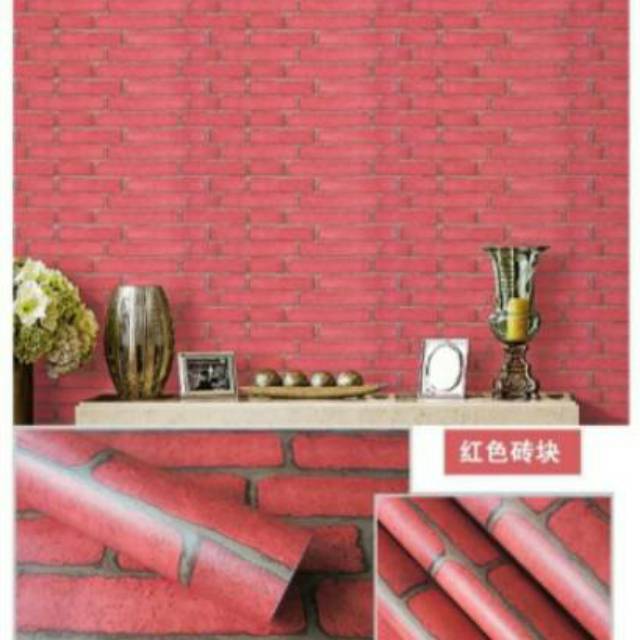 wallpaper dinding motif batu bata merah