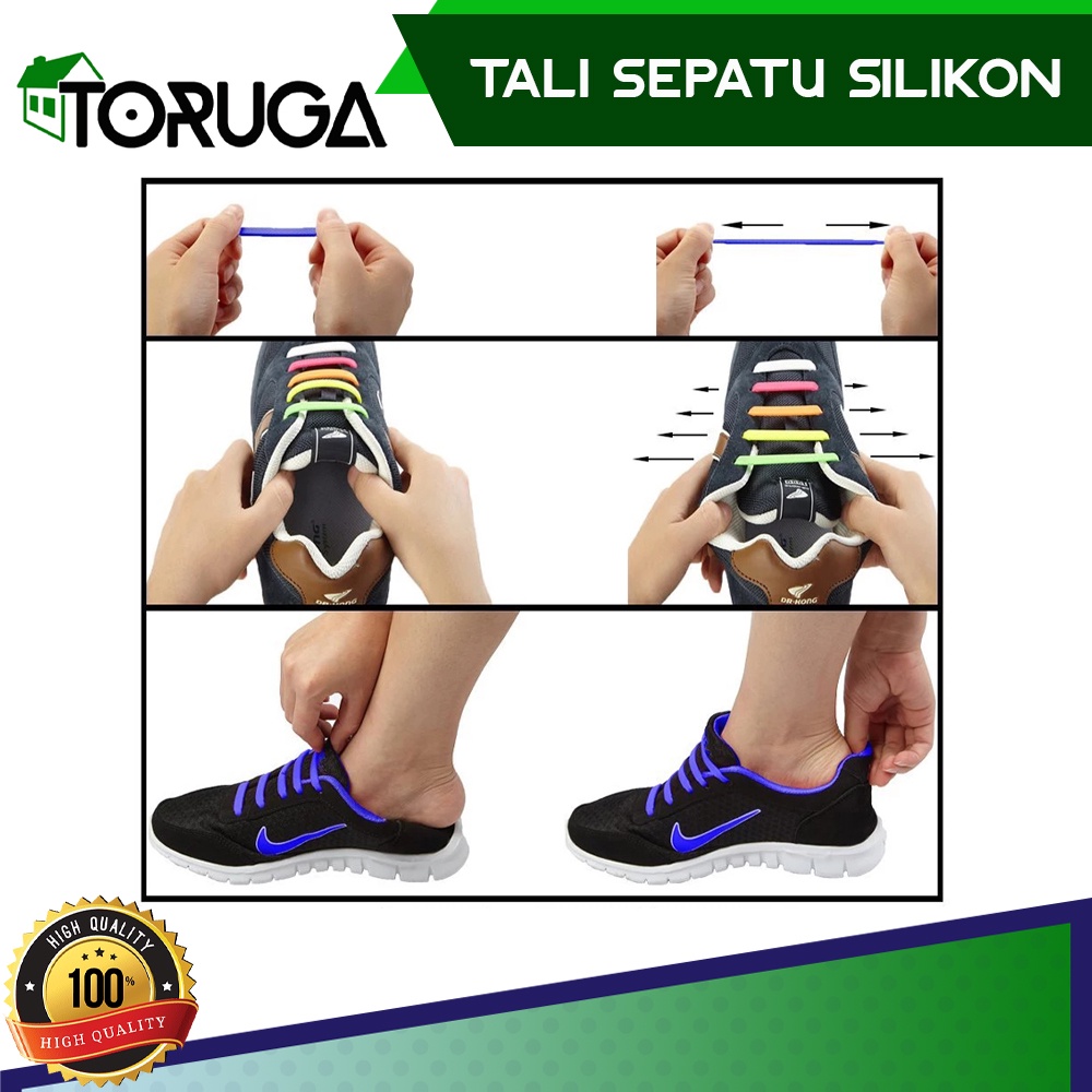 Tali Sepatu Premium Silikon Elastis Shoe Laces Karet Shoelace Silicon Sepasang Sepatu