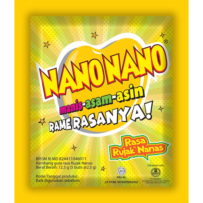 

NANO NANO rasa Rujak Nanas 3 sachet Permen Manisan Buah HHR419