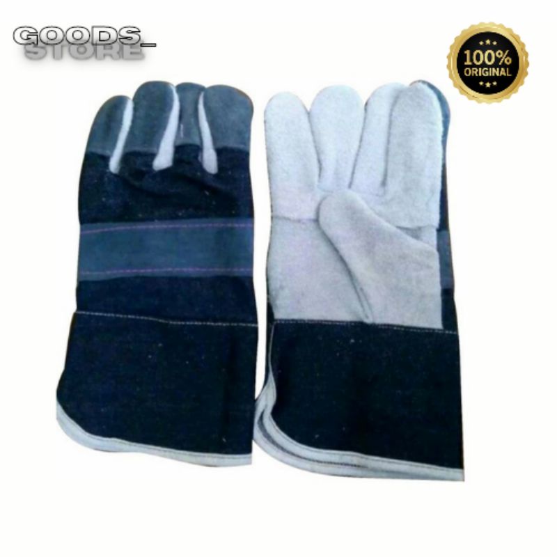 Sarung tangan las argon listrik karbit kombinasi lokal fitter leather gloves kulit asli anti panas