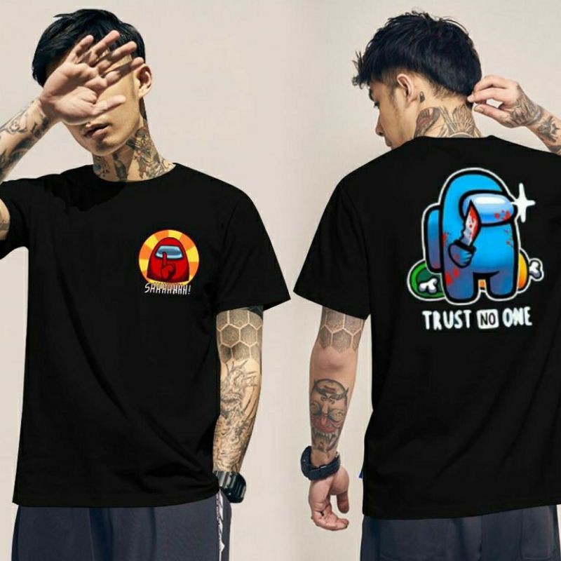 Fourfashion Kaos Pria Kaos Distro SHHHHHHH! TRUST NO ONE Black FN301