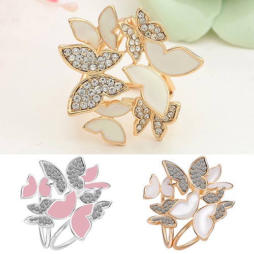 Bros Pin Bentuk Butterfly Cluster Lingkaran Aksen Kristal Berlian Imitasi Untuk Wanita