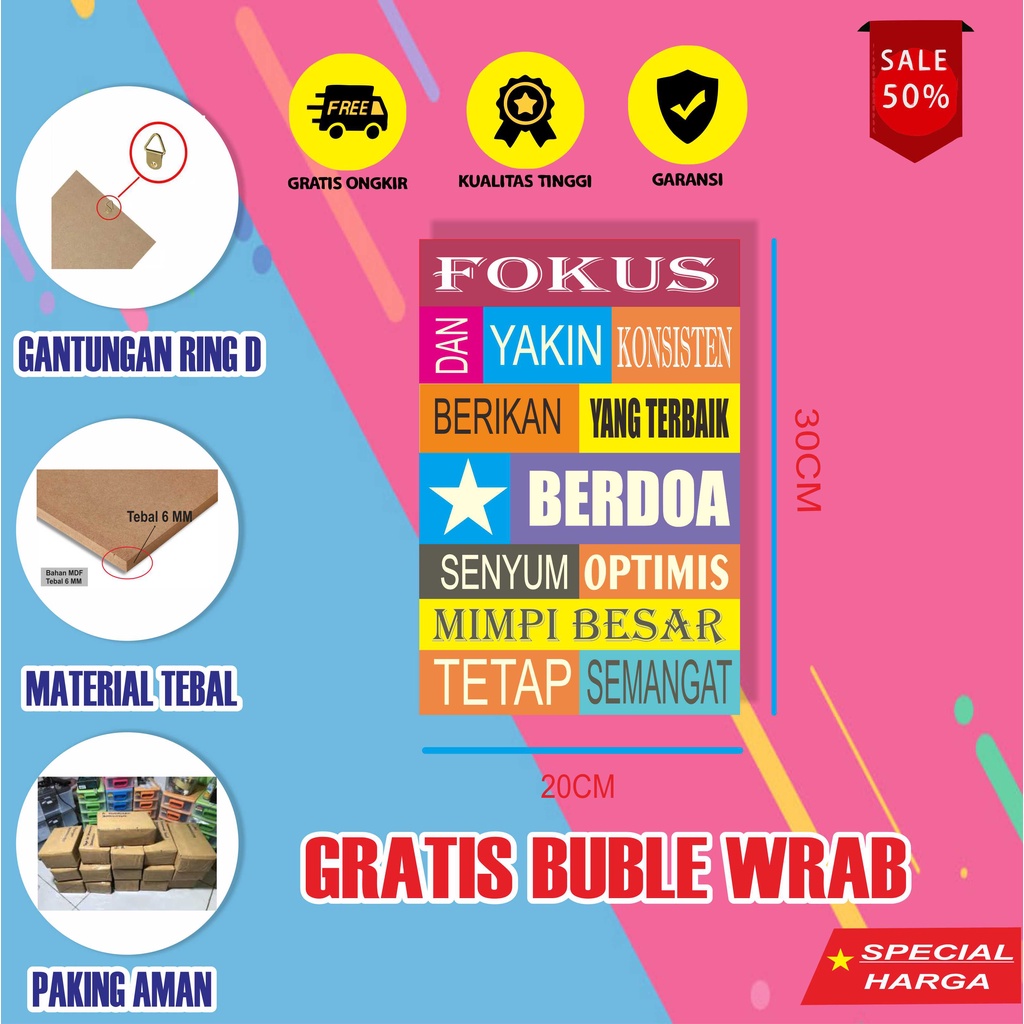 Hiasan / pajangan Dinding Dekorasi Ruangan Walldecor kata Kata Mutiara poster inspirasi murah