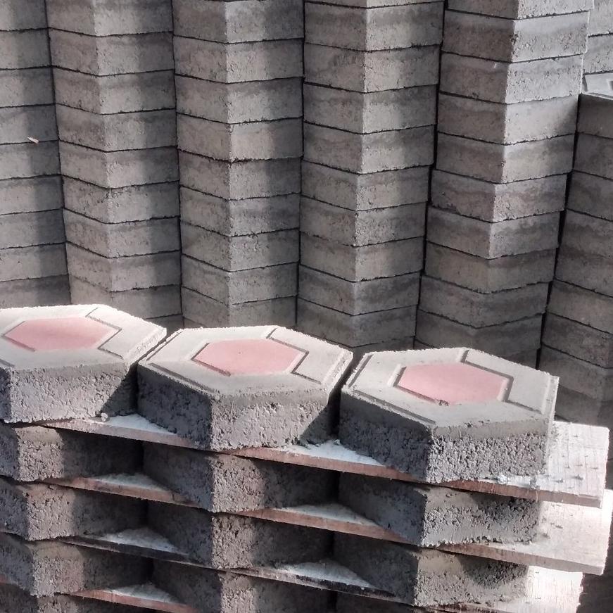 𝕰 AJB - Paving Blok Taman Segi Enam Press Manual Merah Antik / Paving Block /Paping Blok/Paping Bloc