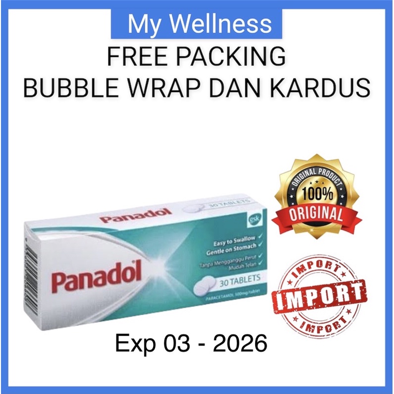 Panadol Paracetamol 500mg Original 30 Tablets Import Malaysia