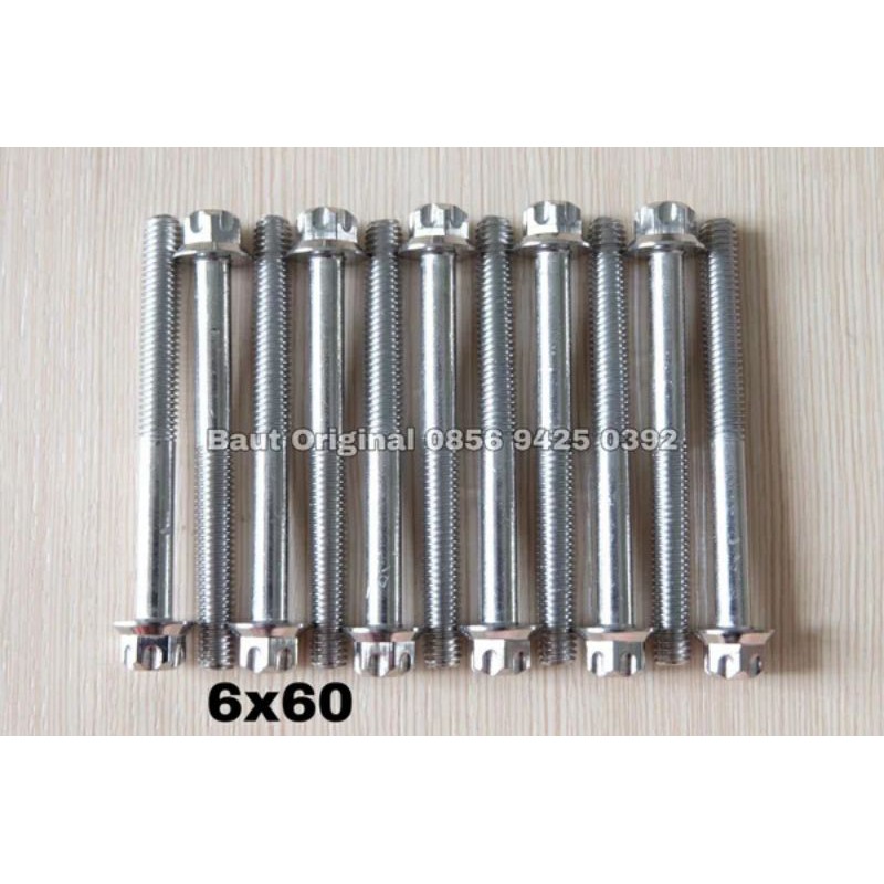 baut probolt gs1 6x60 mm stainless new model drat 10 panjang 6cm ukuran 10 silver gear 2 kunci belimbing heng