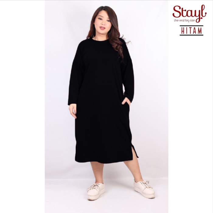 Tunik Wanita jumbo wanita LD 120 Fit XXXL Grosir Jumbo babyterry Yasmin Hitam T2C4 Kemeja Tunik Baju