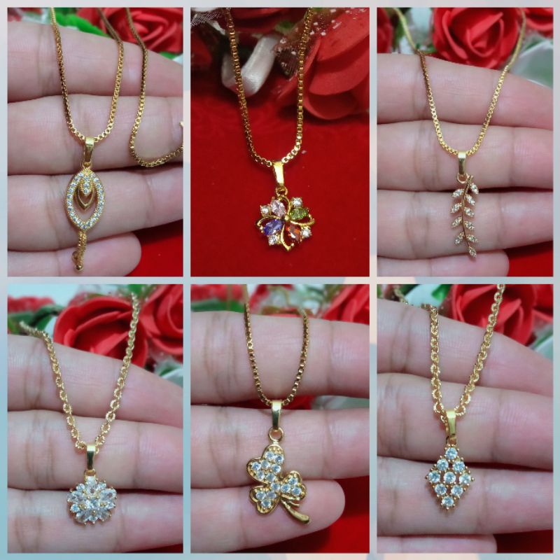kalung+liontin xuping wanita dewasa berlapis emas dengan mata zircon uk45cm