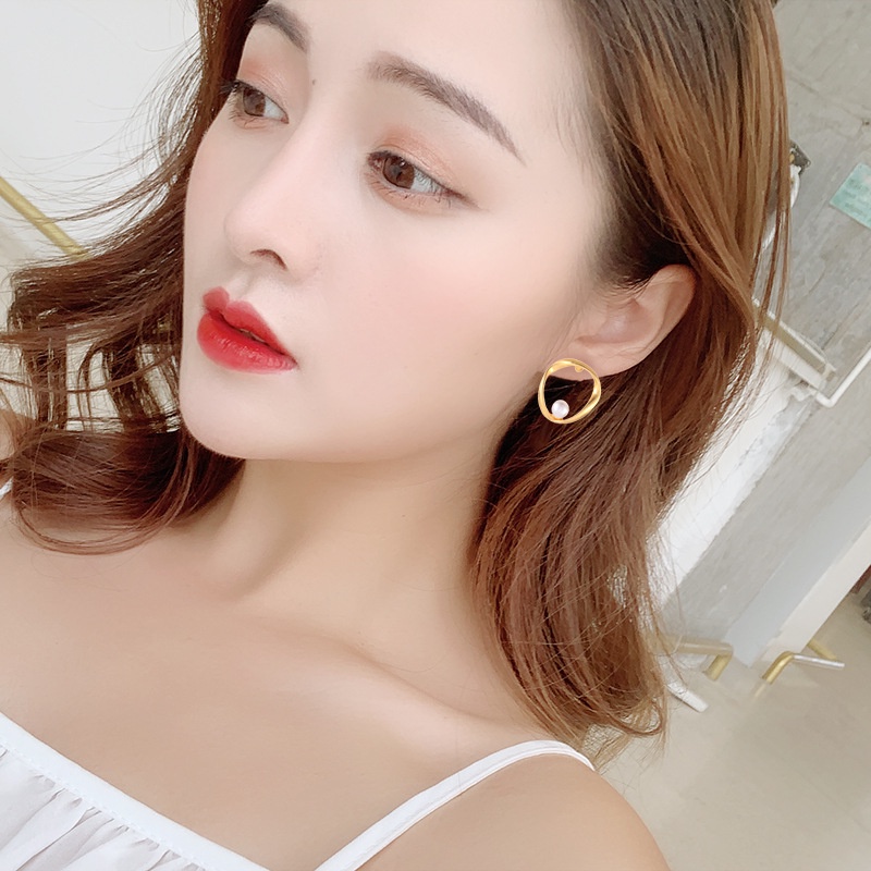 Sterling silver jarum matte mutiara anting-anting Korea Dongdaemun anting-anting sederhana temperame