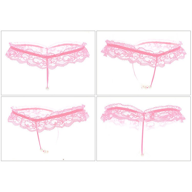 Celana Dalam Wanita Faux Pearl Massage G-string Sexy Lace Thongs C182