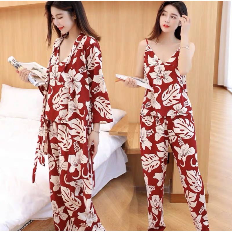 JC- Set 3in1 Premium Import PP / Set Kimono PP import / piyama set import murah