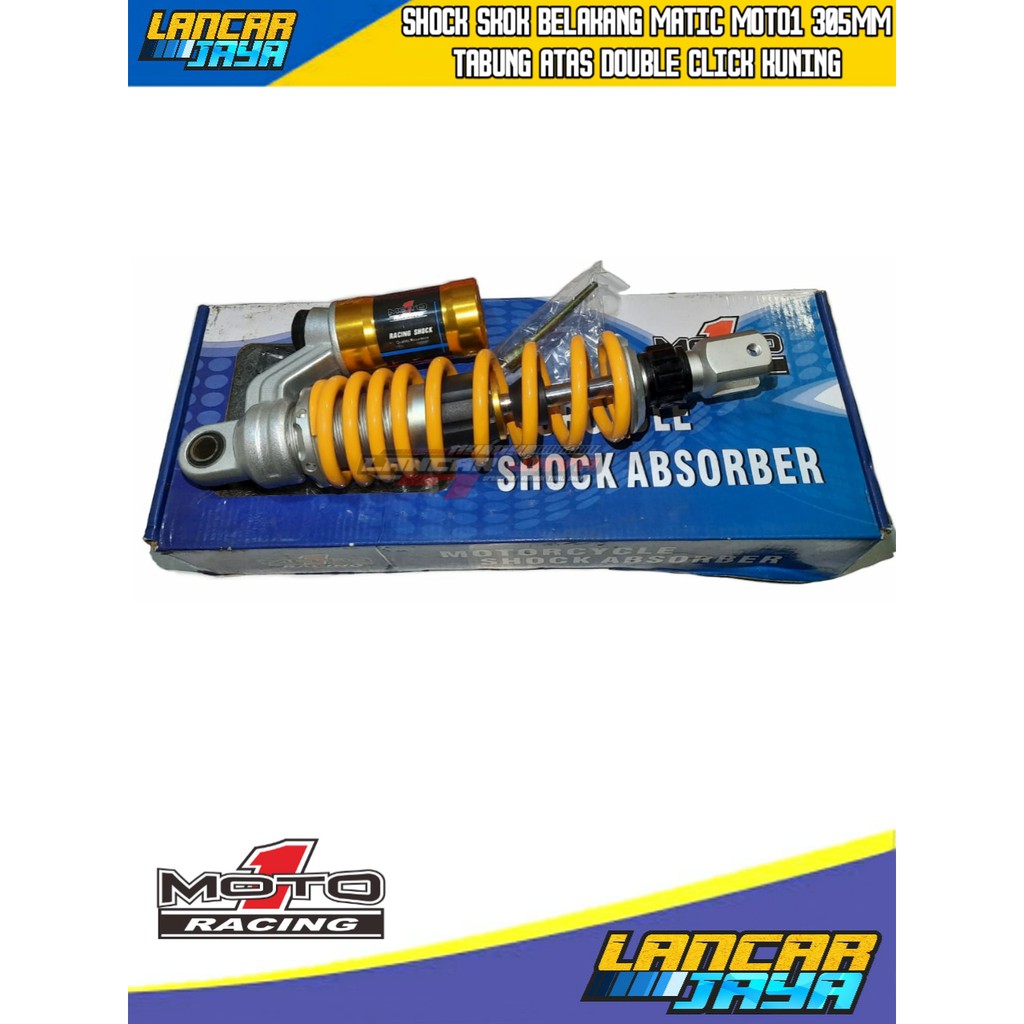 SHOCK SKOK BELAKANG MATIC MOTO1 305MM TABUNG ATAS DOUBLE CLICK KUNING