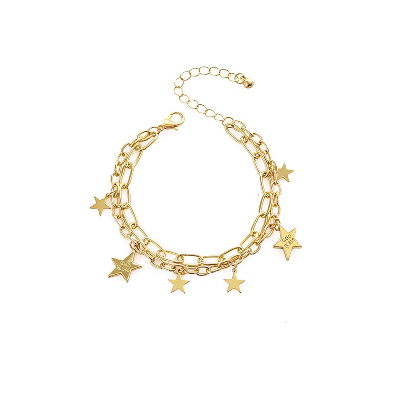 Gelang Liontin Bintang Pentagram Warna Emas Perak Untuk Pria Dan Wanita