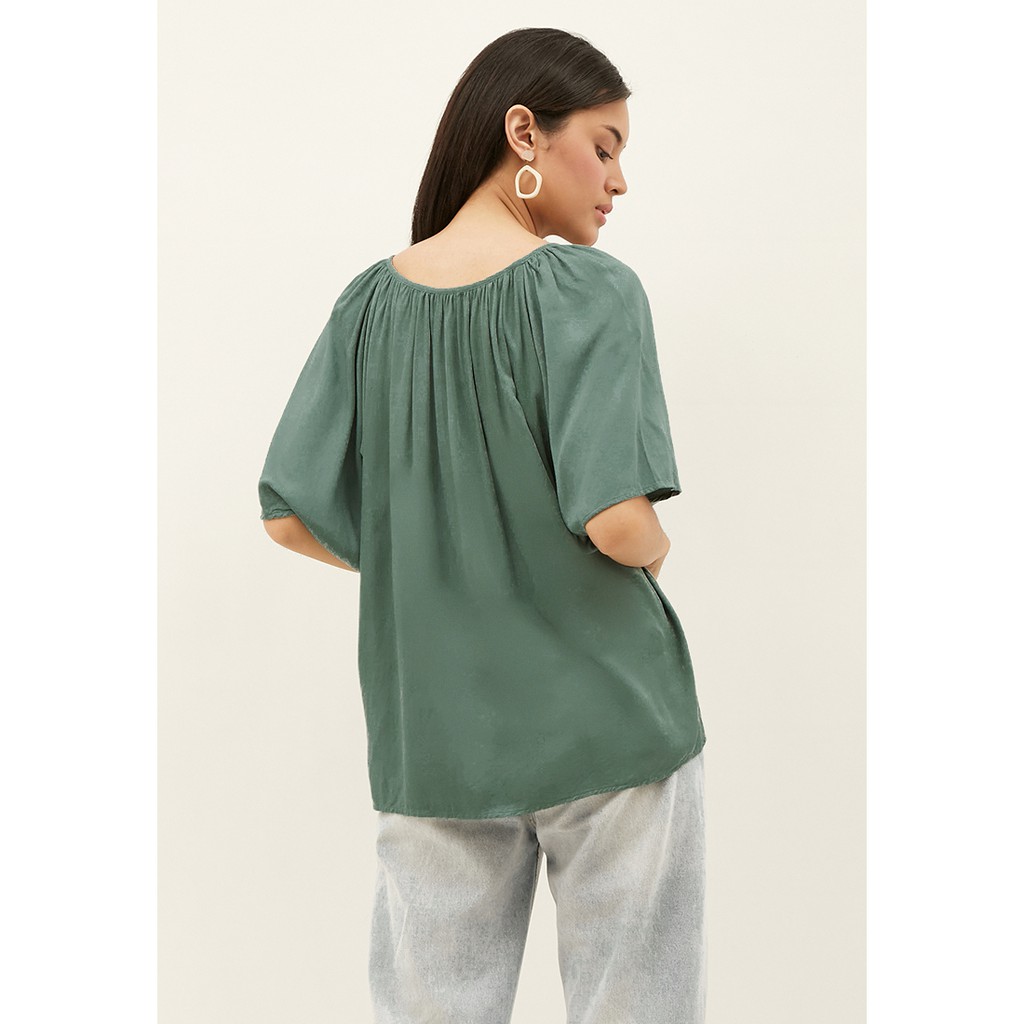 N&amp;A - SCALI PUFF SLEEVE TOP IN DUSTY GREEN - Pakaian Wanita Sehari Hari