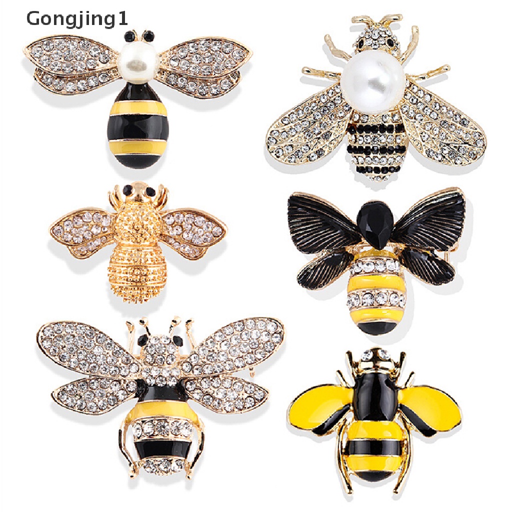 Gongjing1 Bros Pin Enamel Desain Lebah Bumblebee Hias Kristal Untuk Wanita