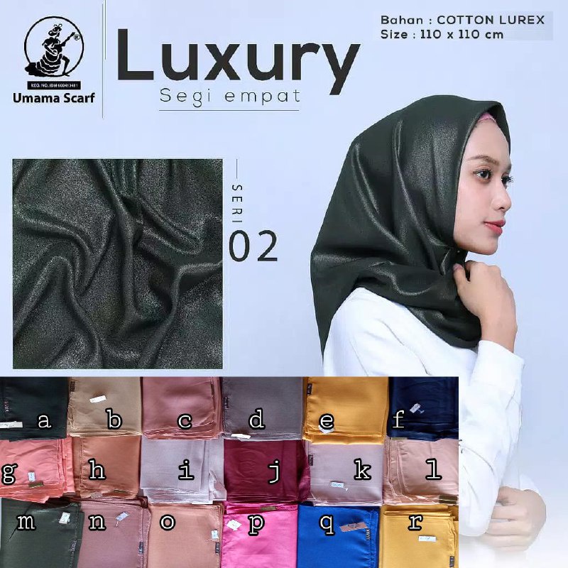 [PROMO] Jilbab Segiempat Polos Glitter Sinar Luxury Lc / Luxury Plain Umama Termurah