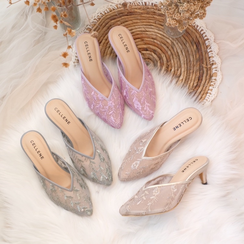 CELLENE Halley Lace Heels | wedding shoes lace brukat tinggi 5cm