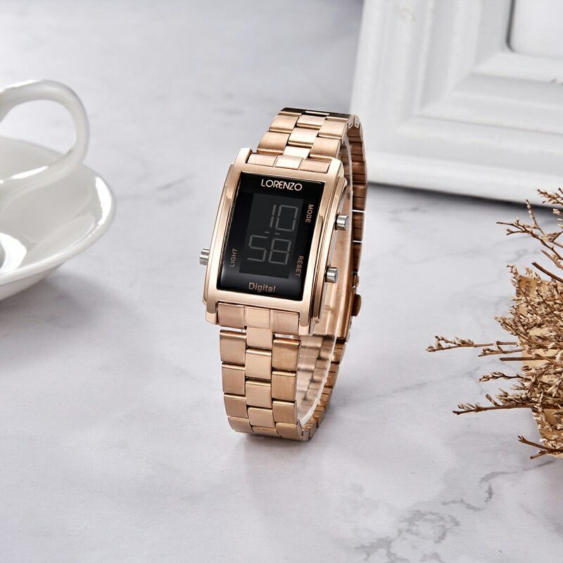 jam tangan wanita/cewek LORENZO kualitas original tahan air jam DIGITAL strap stainless steel