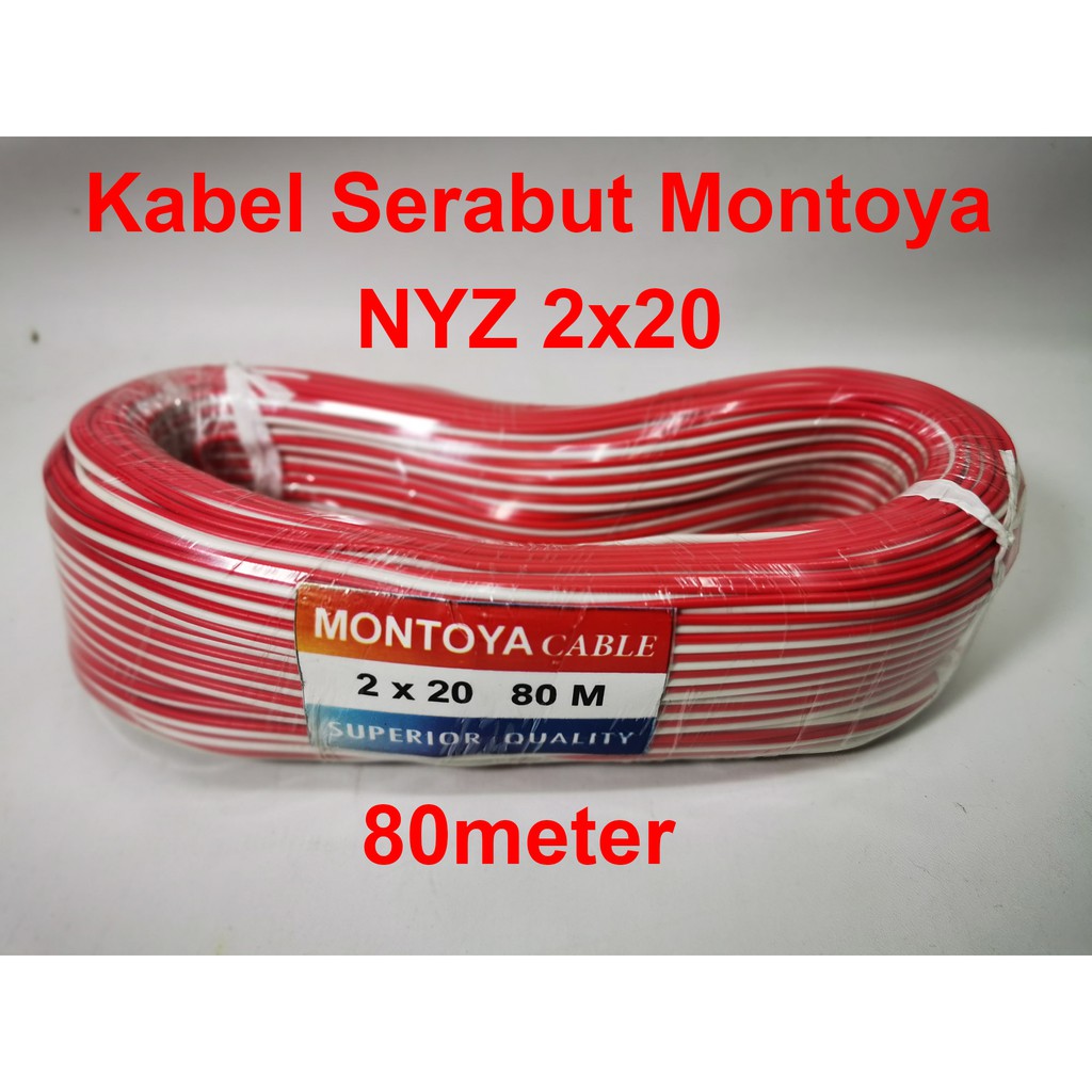 Kabel Serabut Montoya NYZ 2x20 MERAH ( Diameter 2 mm, 80 Meter )