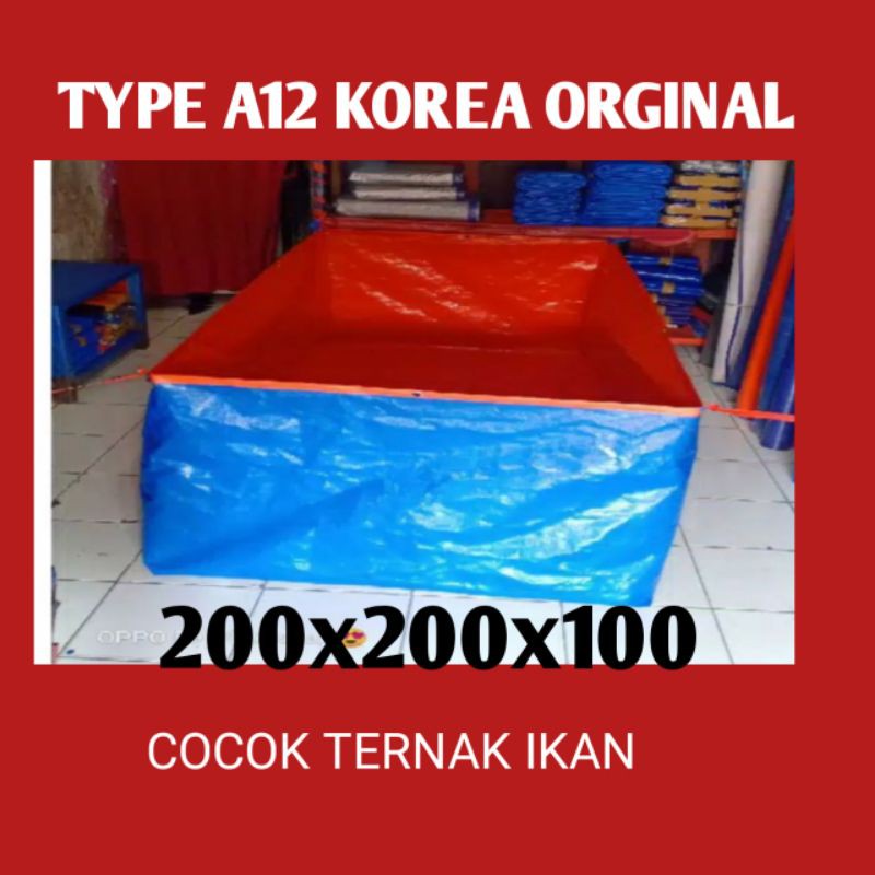 TERPAL KOLAM IKAN JUMBO KOLAM TERPAL TYPE A12 KOREA ORIGINAL UKRAN 200X200X100