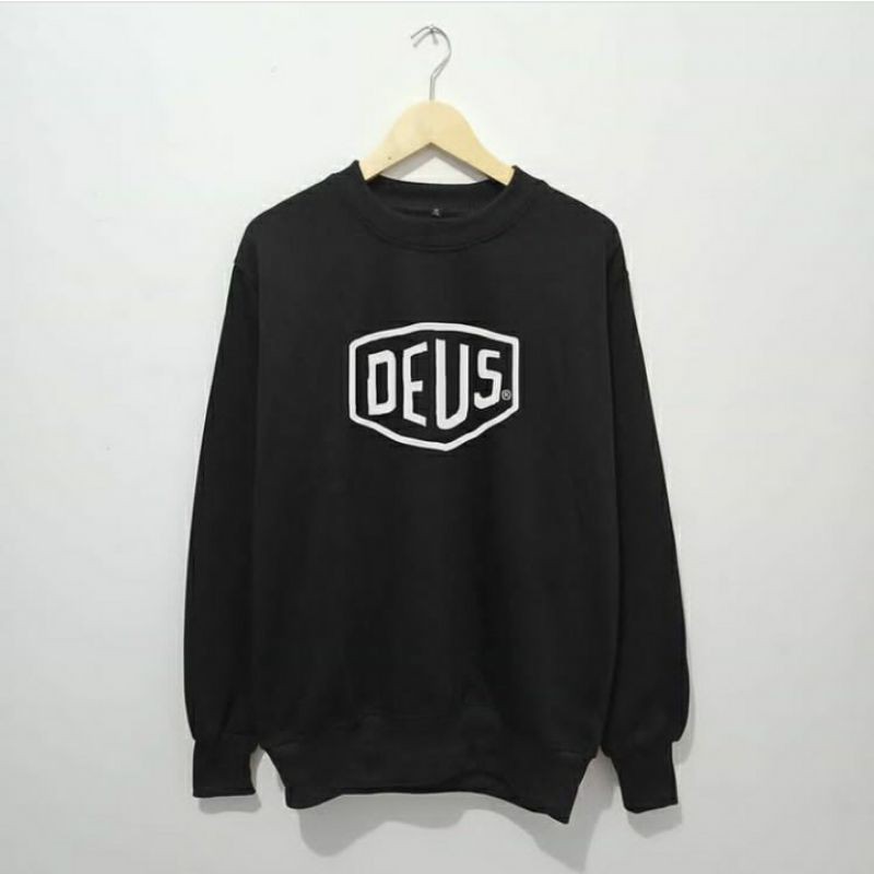 S - XXXXXL(6XL) Sweater Crewneck DEUS BIGSIZE OVERSIZE Pria Wanita/ Sweatshirt Jumbo 5XL 4XL Hitam