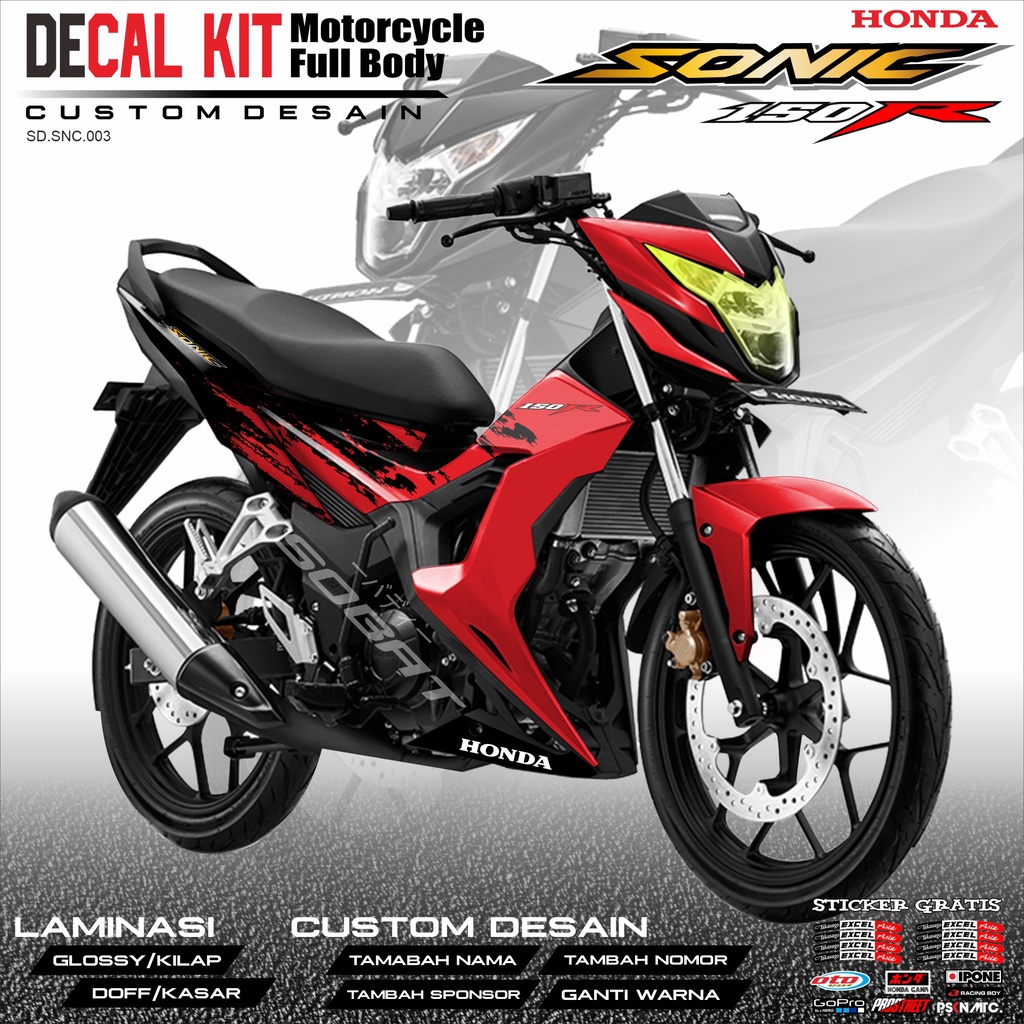 Decal SONIC 150R - Dekal Stiker Striping Fullbody Fullblok List Honda SONIC 150R Custom Desain