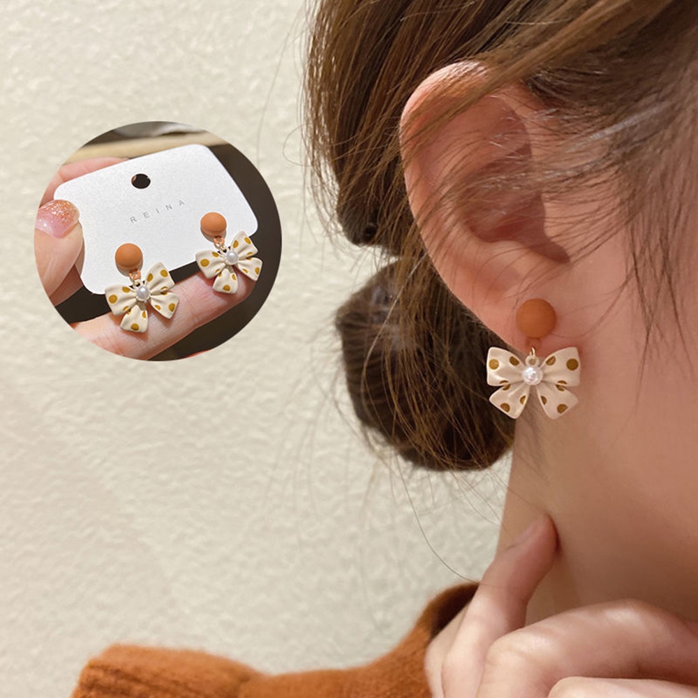 Anting Tusuk Gantung Desain Pita Gaya Retroelegan Untuk Wanita