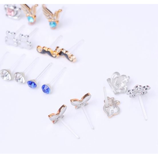 (SKR) ANTING LUCU ANAK DAN DEWASA - GOLD, SILVER, FLOWER- ANTING TUSUK PLASTIK ANTI IRITASI