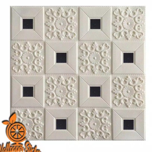 TERLARIS Sticker Wallpaper Dinding 3D Embosed Model Bata kayu dan batik Sticker Wallpaper Dinding 3D-BATIK FOAM 003 HITAM