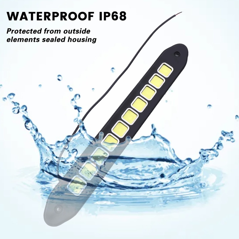 26cm Mobil Styling Kreatif COB Siang Hari Berjalan Cahaya/Putih Eksternal Neon Ditekuk Keselamatan Peringatan Lampu/Universal Mobil Suasana Lampu Aksesoris Otomotif/Penjualan Panas